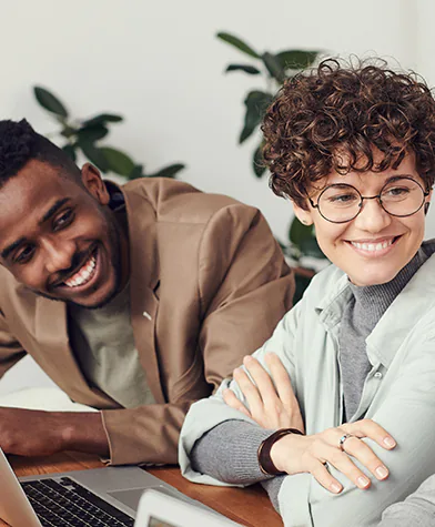 Office coworkers smiling